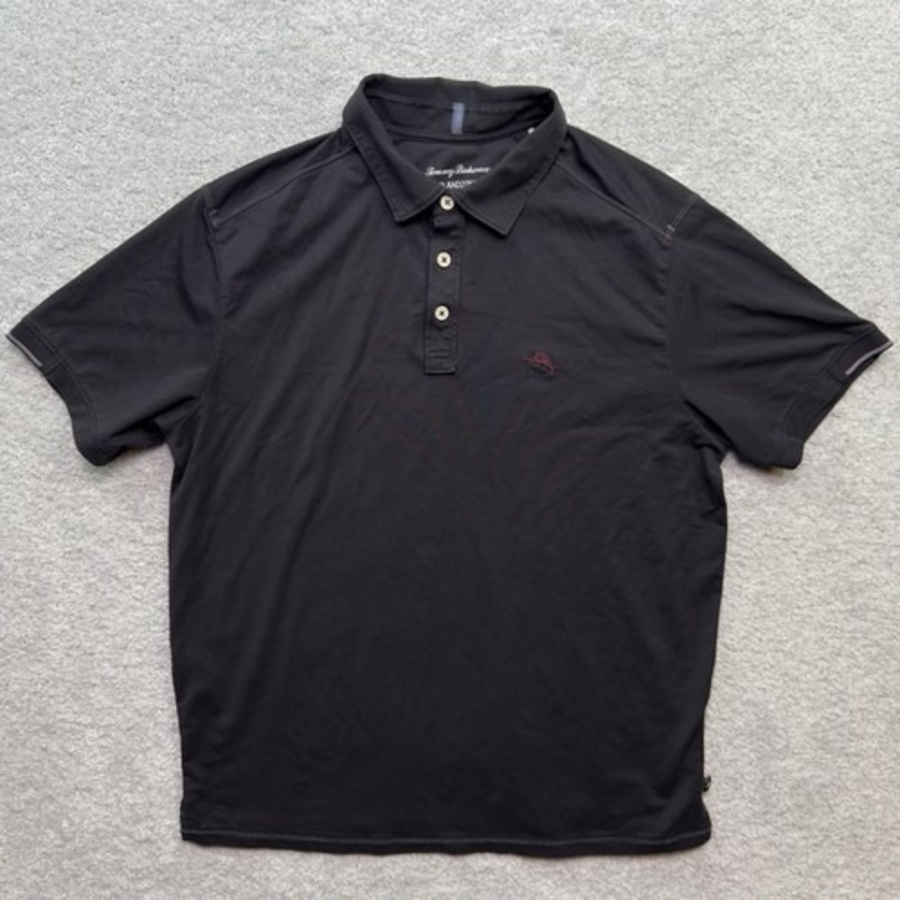 Tommy Bahama Polo Shirt Mens M Black IslandZone 37.5 Tech Performance Golf Top